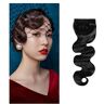 yangcde-19 Clip-in pony Finger Wave Bangs Clip In Bangs 10" Vintage Ripple Bangs Synthetic Hairpieces Black Retro Hand-pushed Bangs for Photography Cosplay Costume Party Pony haar (Color : B)