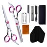 FOOSKOO YU&CH Haar Snijden Schaar Kit 10 Stks Professionele Haar Snijden Schaar Set Verdunnen Schaar en Snijden Schaar voor Barber Stylist Thinning Schaar set 6in roze