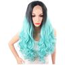 XAoSCd Pruiken Met Voorkant Synthetische Pruiken Golvend/Body Wave Midden Synthetisch Haar Synthetische Zwart/Groene Pruik Dames Lange Pruik, 22 Inch (22 Inch)