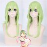 LINLINCD Vocaloid Cosplay Pruik met Vocaloid Hatsune Miku Gumi Cosplay Pruik, groen, middellang glad kunsthaar, VOCALOID GUMI kleding pruiken