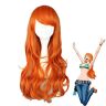 FNBK Anime One Piece Nami Cosplay Wig Women Nami Orange Long Wavy Synthetic Hair Halloween Role Play Costume Wigs Pelucas 338B