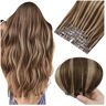 yangcde-19 Haarextensies Haarextensions Echt haar Naadloos clip-in-haar, 7 stuks Clip-in-haarextensies Steil Remy-haarextensies Dunne inslag Dikke haarextensies Clip-in haarextensies (Color : P4-27, Size : 20