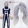 XINYIYI My Hero Academia Boku no Hiro Tetsutetsu Tetsutetsu Short Silver Gray Heat Resistant Hair Cosplay Costume Wig + Free Wig Cap