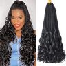 lianlian French Curl Crochet Braids Goddess Box Braids Crochet Hair 18 Inch 8 Packs  Pre Looped French Curly Braiding Hair Crochet Box Braids With Curly Wavy Ends   (18 Inch, 1B)