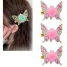 YODAOLI 3 Pcs Flying Butterfly Hairpin, 2023 New 3D Flying Butterfly Hairpins Faux Fur Hair Clips, Cute Butterfly Hair Clips, Sweet Butterfly Clip Hair Accessories for Women Girls (Pink)