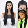 XiaXia Braided Synthetic Lace Front Wigs,Braided for Black Women African American Braids Wigs Synthetic Black Color Cheap Box Braided Hair Braids Knotless Braids Full Frontal Lace Glueless Wig,18 inch