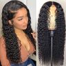 Wigs Water wave haar front lace pruik echt menselijk haar, krullende menselijke pruik 13X4 transparante lace wig pruik menselijke pruik 50% dichtheid,26 inches