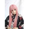 SKYXD VOCALOID LUKA Long Pink Straight Synthetic Hair Cosplay Wig 100cm Costume Party Wigs + Free Wig Cap Vocaloid as the picture