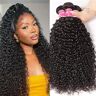 Romface Brazilian Kinky Curly Hair Bundles Brazilian Human Hair Bundles Brazilian Curly Hair 3 Bundles Virgin Brazilian Hair Bundles Natual Black Color 18 20 22inch