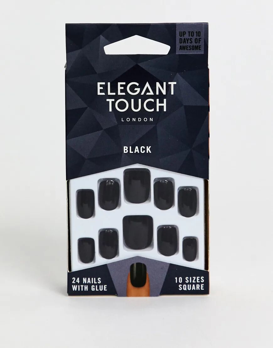 Elegant Touch Square False Nails-Black  Black