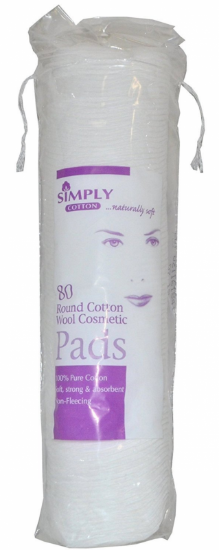 Simply Cotton Round Cosmetic Cotton Pads 80 stk Bomull disker