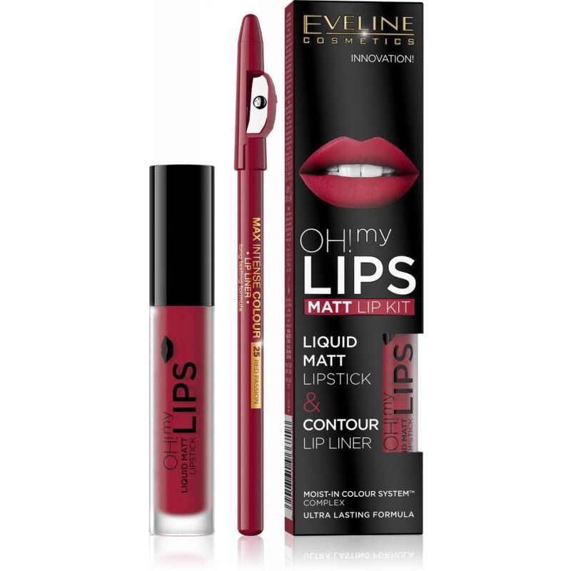 Eveline Oh My Lips Liquid Matt Lip Kit 05 Red Passion 4,5 ml + 1 stk Leppestift