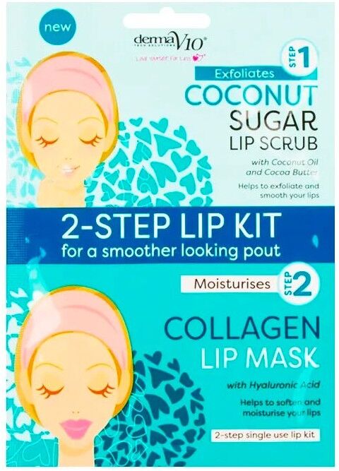 DermaV10 2-Step Lip Kit Scrub & Mask Coconut 1 stk Leppepleie