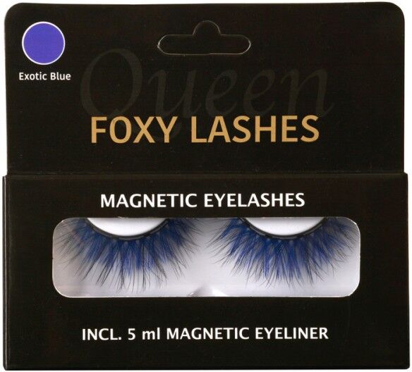 Foxy Lashes Magnetic Eyelash System Queen Exotic Blue & Eyeline 1 pair + 5 ml Falske øyevipper