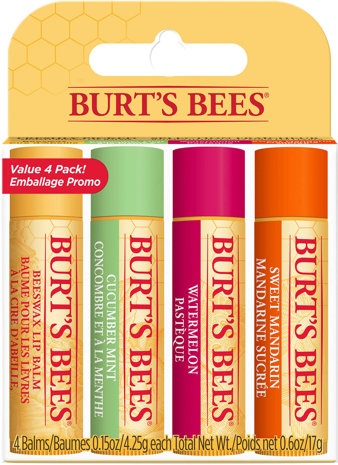 Burt's Bees 100% Natural Moisturising Lip Balm (Pack of 4)