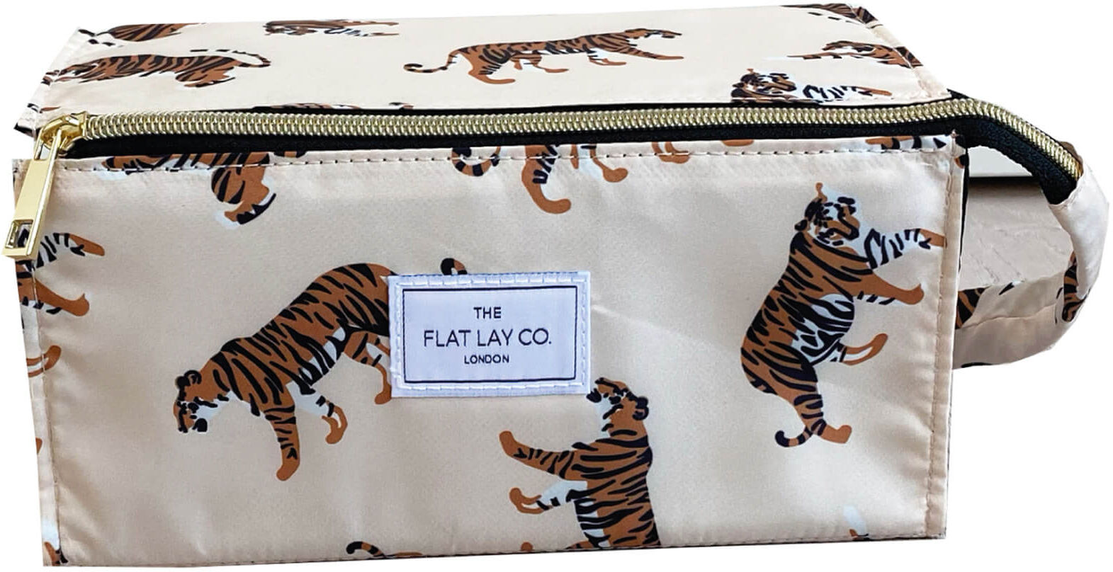 The Flat Lay Co. Open Flat Box Bag - Beige Tigers