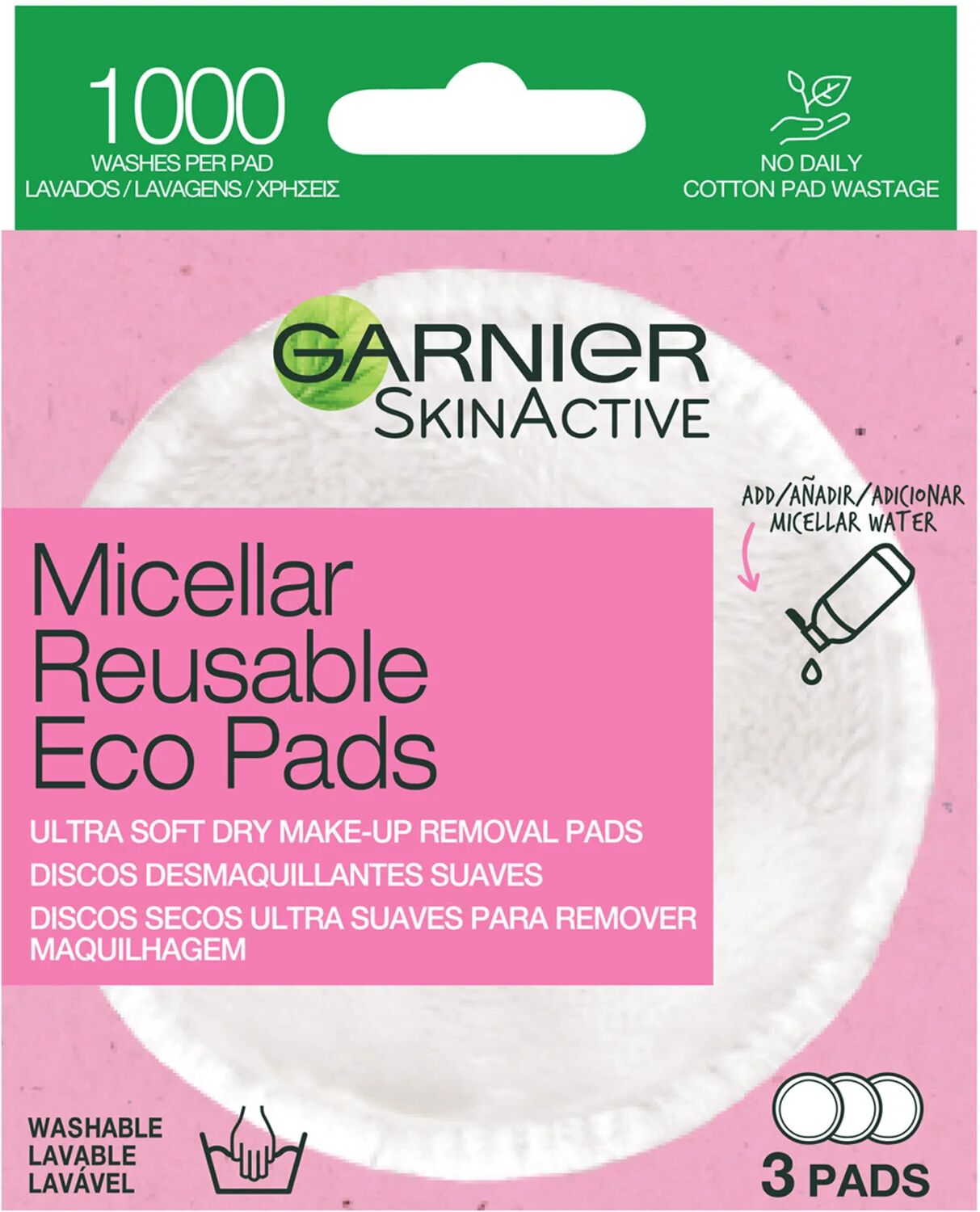 Garnier Skin Active Micellar Reusable Eco Pads, 3 pcs Garnier Ansiktsbørster