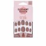 Elegant Touch Polished Colour nails with glue oval #mink nude