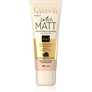 Eveline Cosmetics Satin Matt mattifying foundation with snail extract shade 101 Ivory 30 ml