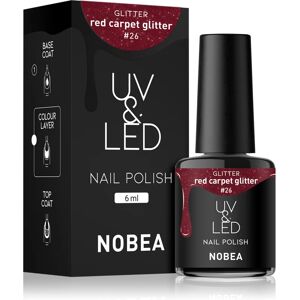 NOBEA UV & LED Nail Polish Gel Nail Polish for UV/LED Hardening Glossy Shade Red carpet glitter #26 6 ml