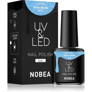 NOBEA UV & LED Nail Polish gel nail polish for UV/LED hardening glossy shade Blue bead #16 6 ml