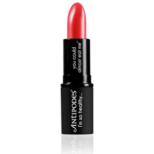 Antipodes South Pacific Coral Moisture-Boost Natural Lipstick – Warm Pinky Red Moisturising Lipstick – Coral Lipstick – Conditioning Lipstick, Matte Texture– 4g