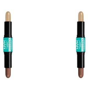 NYX Professional Makeup Highlight & Contour Stick, Dual-Ended Contour Stick, Shapes and Brightens, Blendable & Vegan, Wonder Stick, Universal Light (Pack of 2)