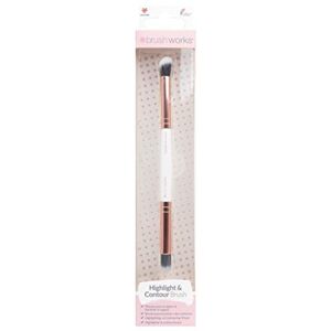 Brushworks Highlight & Contour Brush- Pink & Gold