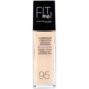 Maybelline New York Fit Me! Make-Up, Foundation with SPF18, For Flawless Skin, All Skin Types, No. 95 Fair Porcelain (Pink-Yellow), 30 ml