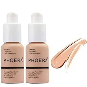 ABRUS&#174; - 2 Pack Phoera Foundation, Full Coverage Foundation, Concealer Foundation Full Coverage Flawless Cream Smooth Long Lasting New 30ml PHOERA 24HR Matte Oil Control Concealer (103 Warm Peach)