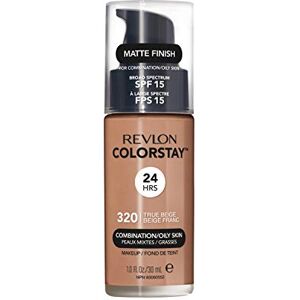 Revlon Colorstay Liquid Foundation Makeup Combination/Oily Skin SPF 15, Longwear Medium-Full Coverage With Matte Finish, True Beige (320), 30 Ml