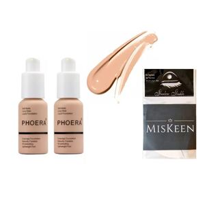 Phoera&#174; Full Coverage Foundation Soft Matte Oil Control Concealer 30ml Flawless Cream Smooth Long Lasting (2 PCS SET) (F103 Warm Peach 2 pcs SET)