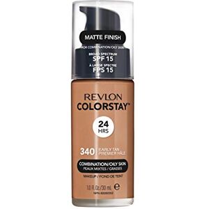 Revlon Colorstay Liquid Foundation Makeup for Combination/Oily Skin SPF 15, Longwear Medium-Full Coverage with Matte Finish, Early Tan (340), 30 ml