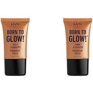 NYX Professional Makeup Born to Glow Liquid Illuminator, Liquid Shimmer Makeup, Highlighter, Foundation Base, Vegan Formula, Shade: Pure Gold (Pack of 2)