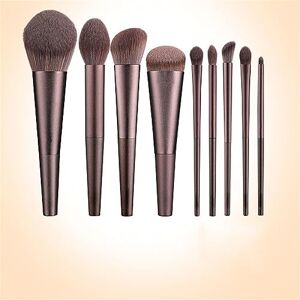 PTYYMX 9pcs Brushed Aluminum Tube Makeup Brush Set Foundation Brush Blush Loose Powder Brush Chemistry