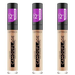 Catrice Liquid Camouflage High Coverage Concealer, Concealer, 12 Hours, No. 015 Honey, Nude, for Combination Skin, Oil-Free, Waterproof, Alcohol-Free, Pack of 3 (3 x 5 ml)