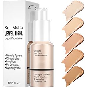 EHIOG Foundation Liquid,Full Coverage Foundation 30ml Oil-Control Concealer,Invisible Pore No Makeup Concealer Liquid Foundation(103#Warm Peach)