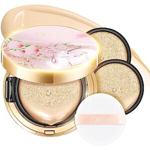 CATKIN PEACH BLOSSOM Skincare BB Cream Air Cushion Foundation, Matte Oil-control Concealer for All Skin Types, Refillable Foundation Makeup 13g*3 (C01)