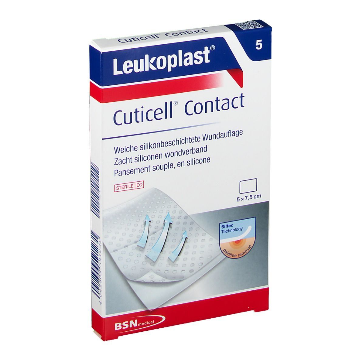 BSN Medical Leukoplast® Cuticell® Contact weiche silikonbeschichtete Wundauflage 5 x 7,5 cm