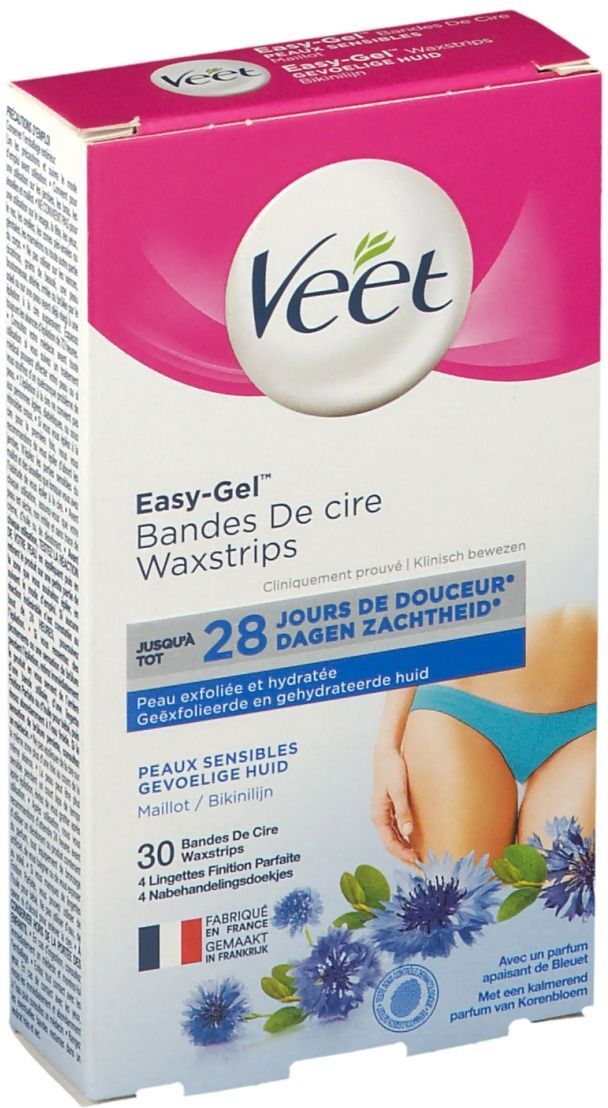 Veet Easy-Gelwax™ Kaltwachsstreifen für sensible Haut Bikinizonen und Achseln