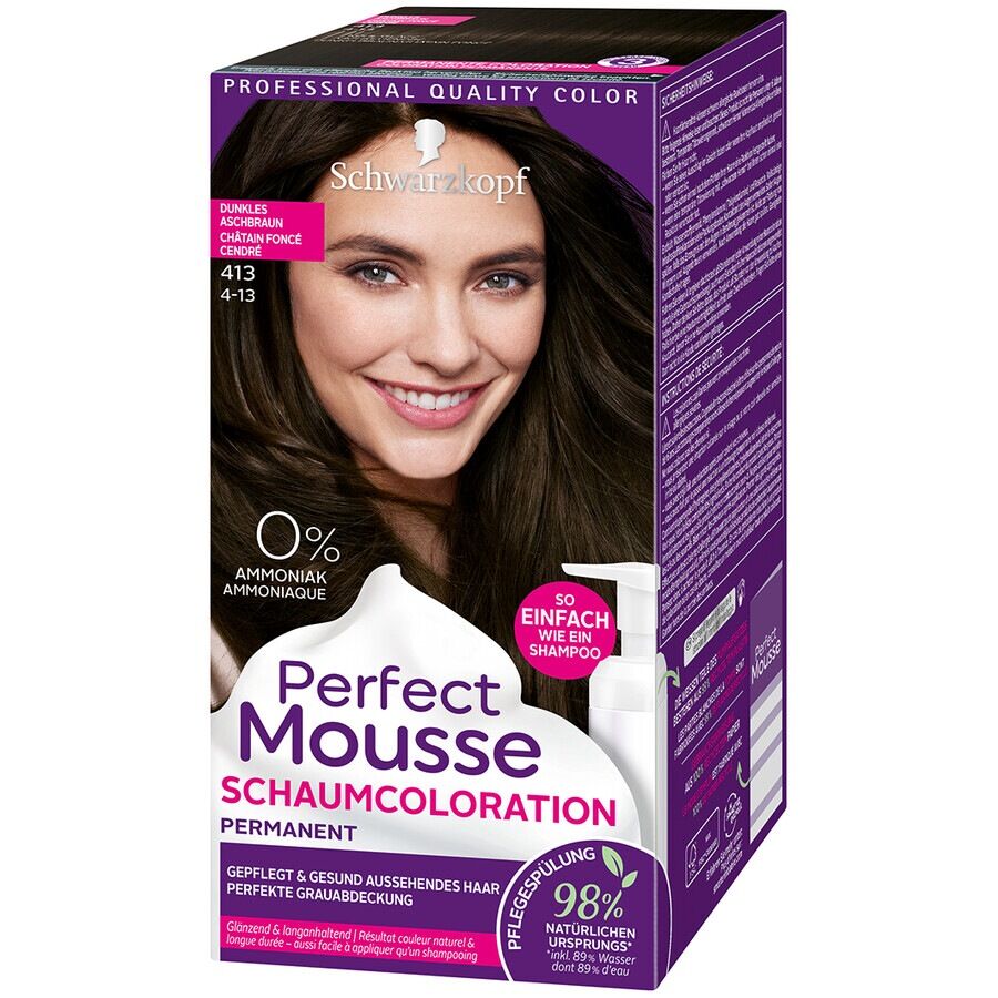 Perfect Mousse Permanente Schaumcoloration 413 Dunkles Aschbraun Stufe 3 Nr. 413 Dunkles Aschbraun 93.0 ml