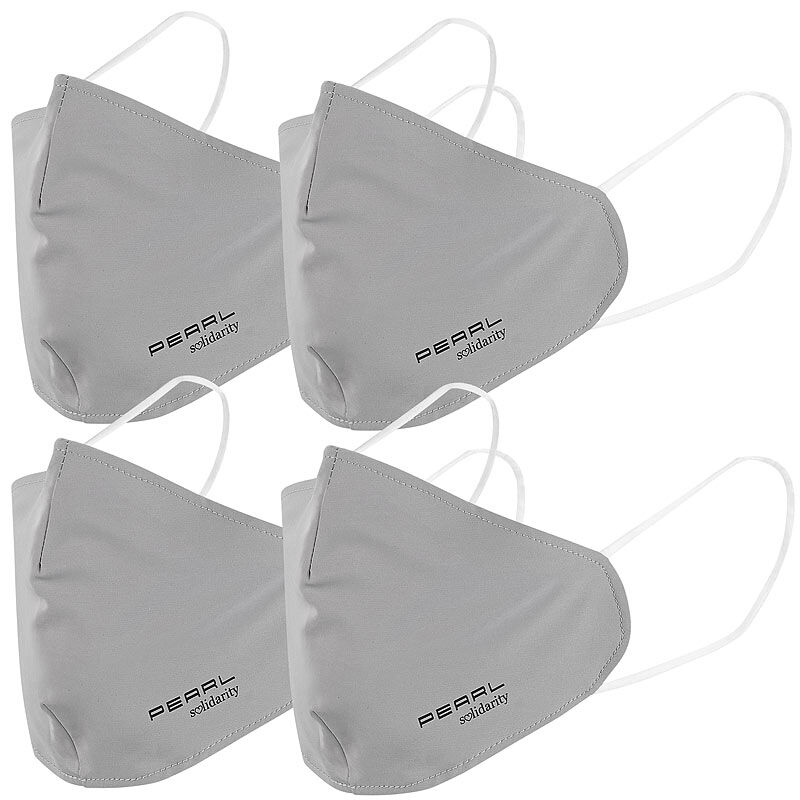 Pearl 4er-Set Mund-Nasen-Stoffmasken mit Filter-Textil  waschbar, Gr. M