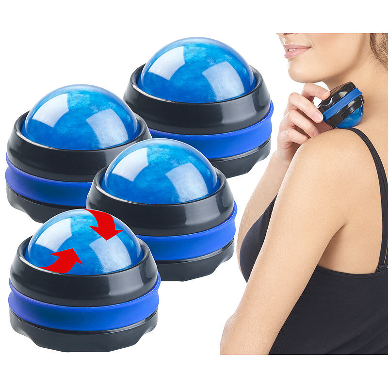 newgen medicals 4er-Set Massageroller für den ganzen Körper, mit 360°-Halterung, blau