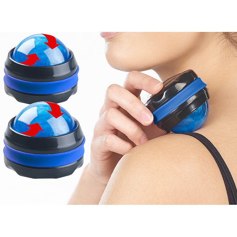 newgen medicals 2er-Set Massageroller für den ganzen Körper, mit 360°-Halterung, blau