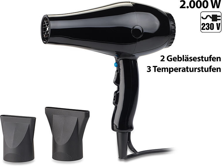 Sichler Beauty Profi-Haartrockner mit 2 Gebläse- und 3 Temperaturstufen, 2.000 Watt