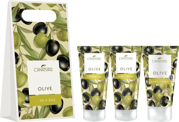LaNature Geschenkset in Grifftasche klein Olive SG/BL/HC Pflegeset
