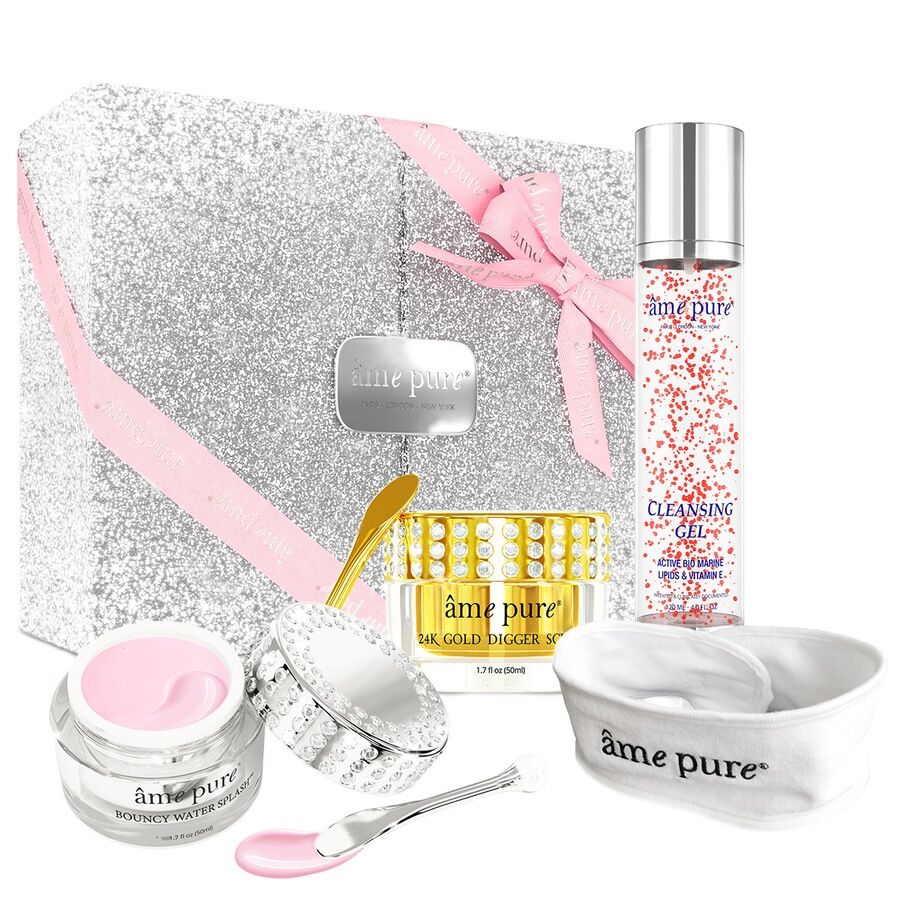 Pure âme pure âme pure Giftbox 24K Gold Digger Scrub + Cleansing Gel + Lash Boost Serum + SPA Headband