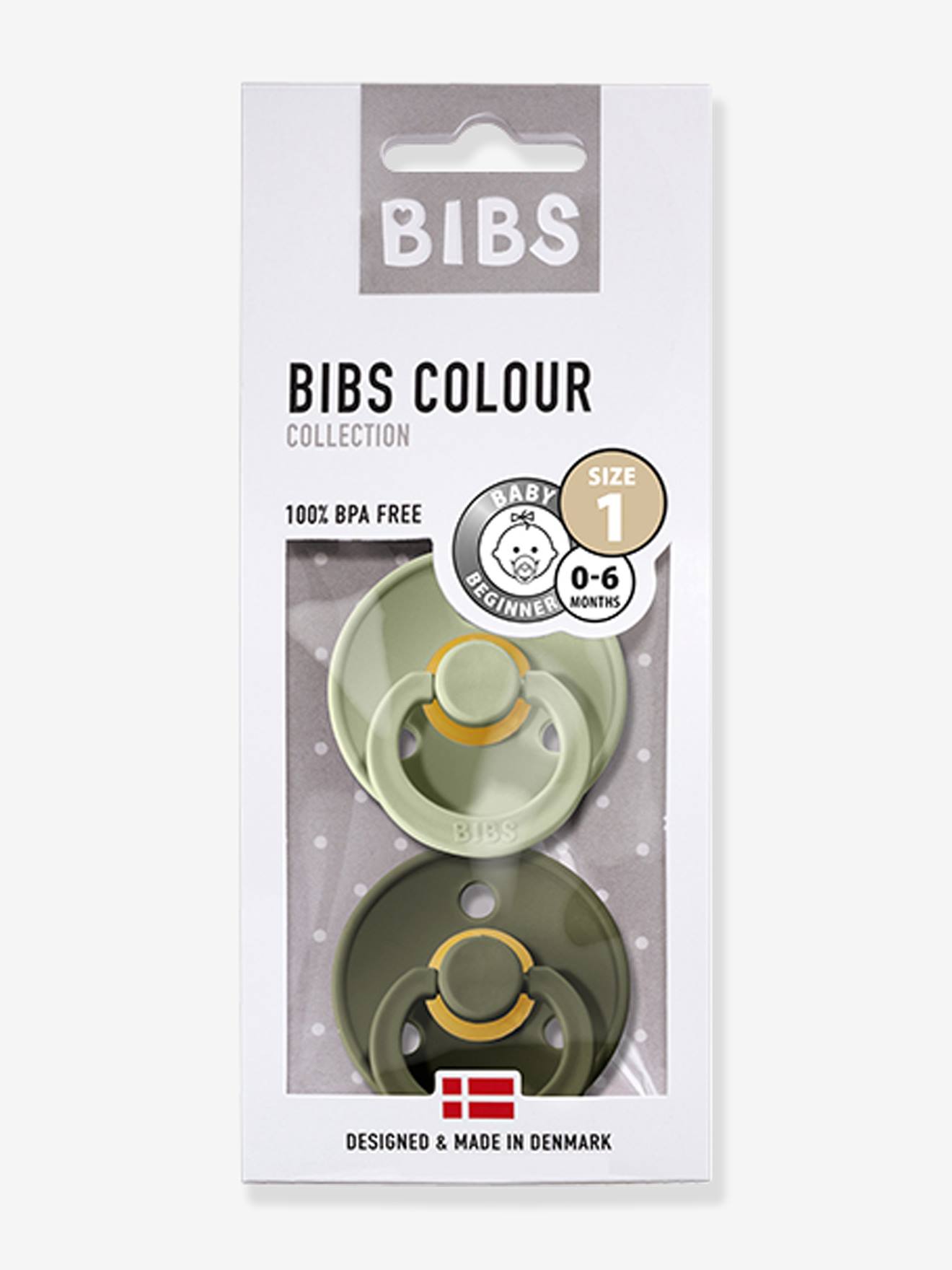 Bibs 2 Beruhigungssauger „Colour“ BIBS, Gr. 1 (0-6 Monate) grün/khaki