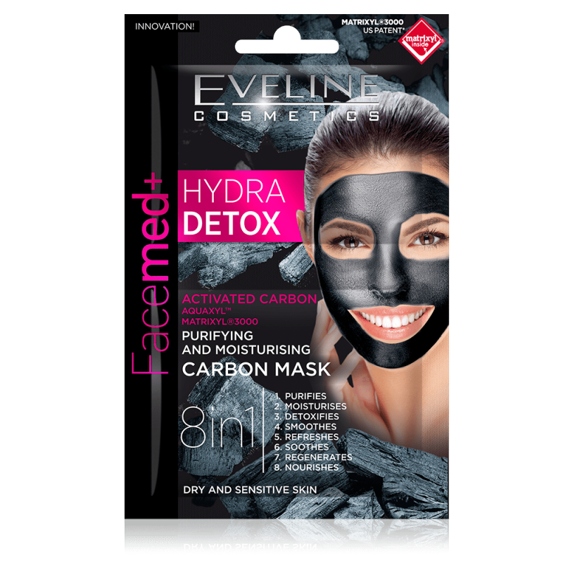 Rio Facemed+ Hydra Detox Carbon Mask Dry &amp; Sensitive Skin 2 x 5 ml Ansigtsmaske