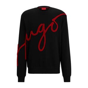 HUGO Cotton-terry sweatshirt with embroidered handwritten logo